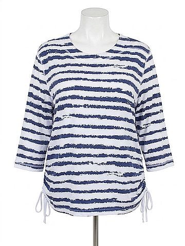 Links Women's Striped Drawstring Top in Blue (view 1)