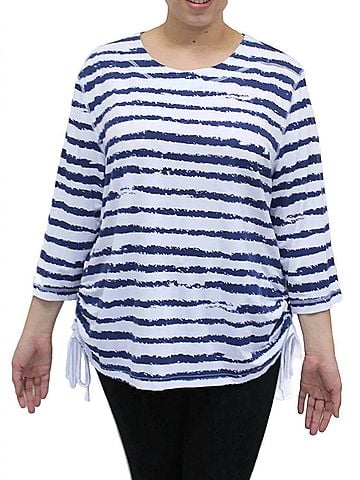 Links Women's Striped Drawstring Top in Blue (view 2)