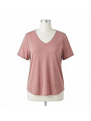 Ideology Classic Short Sleeve V-Neck Top in Tan (view 1)