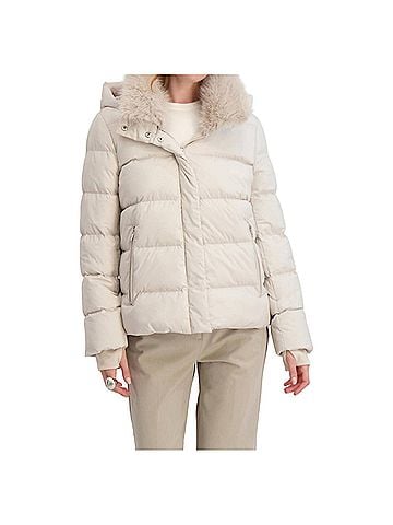 Tahari Short Quilted Puffer Jacket With Faux Fur Collar &amp; Detachable Hood in Frost (view 2)