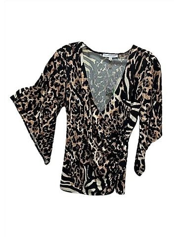 Annalee + Hope Women Leopard Wrap Blouse in Brown Multi (view 2)