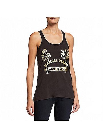 Chaser Cancel Plans Tank Top in Faded Black (view 2)