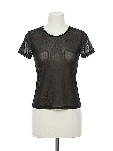 Ariella Short Sleeve Mesh Tee in Black (view 1)