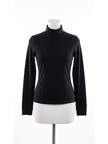 Wearables Kari Jersey Mock Neck Peplum Top in Classic Midnight Black (view 1)