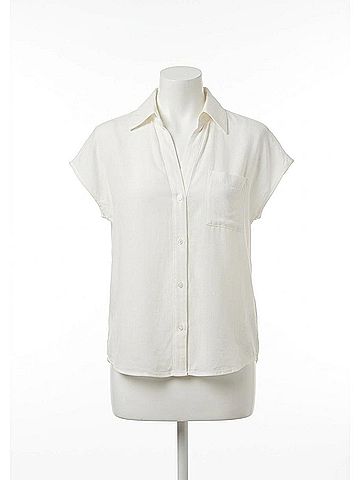 Repeat Cashmere Silk Top With Pocket in Cream (view 1)
