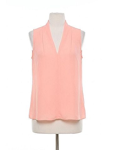 Renee Drape Neckline Solid V Neck Top in Peach (view 1)