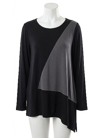 Comfy U.S.A. Clara Color Block Asymmetrical Top in Multi (view 1)