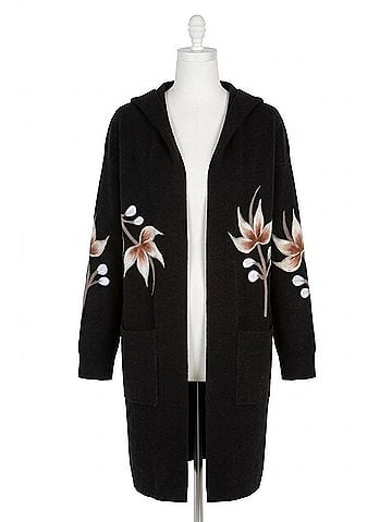 Vertigo Paris Hooded Collar Cardigan Sweater in Black (view 1)