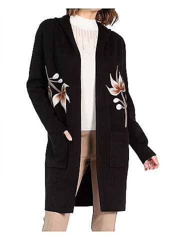 Vertigo Paris Hooded Collar Cardigan Sweater in Black (view 2)