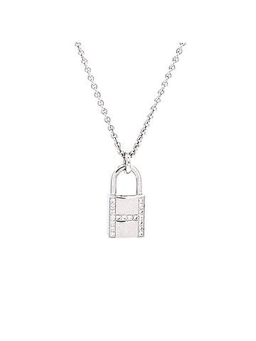Hermès Amulettes Cadenas Pendant Necklace 18K White Gold with Diamonds (view 1)