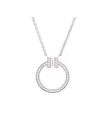 Tiffany & Co. T Circle Pendant Necklace 18K White Gold with Diamonds and Center Baguette Diamond Small (view 1)