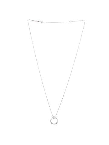 Tiffany & Co. T Circle Pendant Necklace 18K White Gold with Diamonds and Center Baguette Diamond Small (view 2)