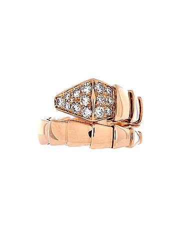 Bvlgari Serpenti Viper One-Coil Ring 18K Rose Gold with Diamonds Wide (view 1)