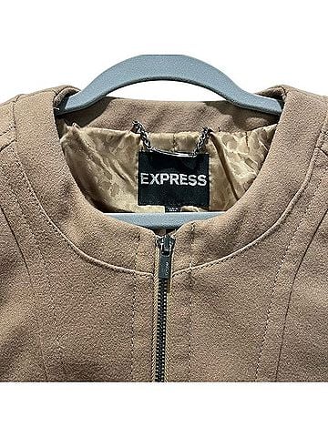 Express Camel peplum Coat Jacket (view 2)