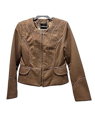 Express Camel peplum Coat Jacket (view 1)