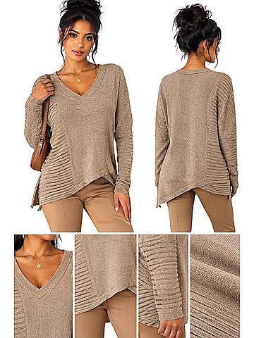 ALLSAINTS ALLSAINTS Italian Yarn V-Neck Sweater Wool Pullover Sweater (view 1)