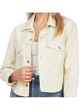 Stoosh Cream Button-Front Jean Jacket Jacket (view 1)