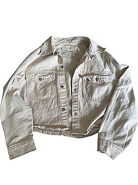 Stoosh Cream Button-Front Jean Jacket Jacket (view 2)
