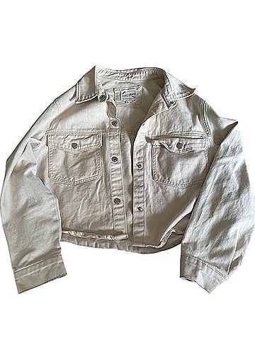 Stoosh Cream Button-Front Jean Jacket Jacket (view 2)