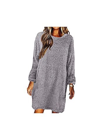 Missguided Plush Sherpa Tunic Dress Casual Dress (view 1)