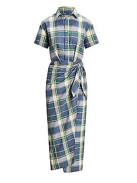 Polo by Ralph Lauren Plaid Cotton Faux-Wrap Shirtdress Casual Dress (view 1)