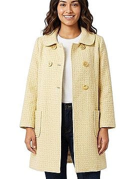 Ashley by 26 International Pale Yellow Textured Pea Coat Coat (view 1)