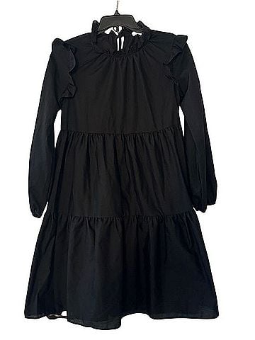 Love...ady Black Long-Sleeve Tiered Ruffle Dress Casual Dress (view 2)