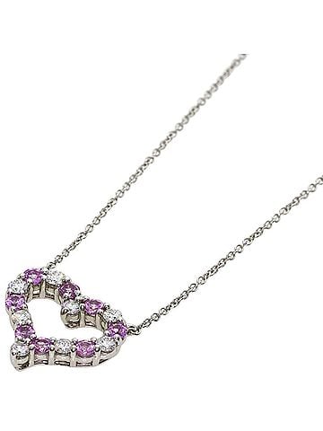 Tiffany & Co. Tiffany &amp; Co. Sentimental Heart Medium Pink Sapphire Diamond Necklace, Platinum PT950, Women's. (view 1)