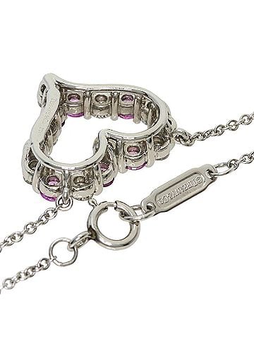 Tiffany & Co. Tiffany &amp; Co. Sentimental Heart Medium Pink Sapphire Diamond Necklace, Platinum PT950, Women's. (view 2)