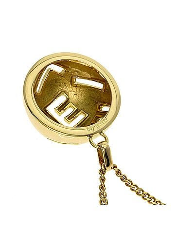 Céline Celine Logo Circle Necklace 18K Yellow Gold Women's CELINE (view 2)