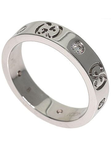 Gucci Gucci Icon 5P Diamond Ring #8 18K White Gold Women's GUCCI (view 1)
