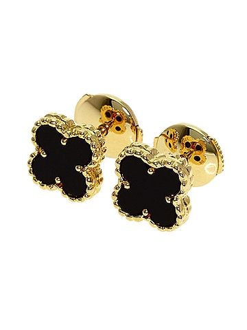 Van Cleef & Arpels Van Cleef &amp; Arpels Sweet Alhambra Onyx Earrings, 18K Yellow Gold, Women's (view 1)