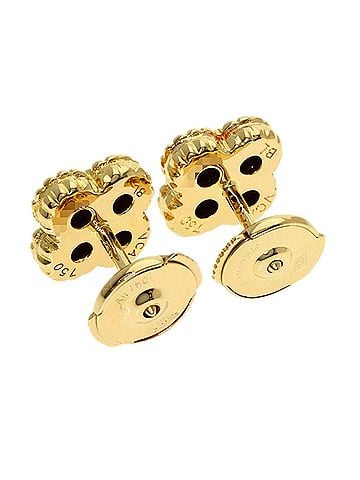 Van Cleef & Arpels Van Cleef &amp; Arpels Sweet Alhambra Onyx Earrings, 18K Yellow Gold, Women's (view 2)