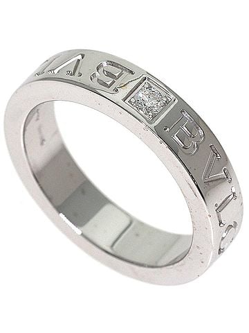 Bvlgari Bulgari Double Logo 1P Diamond Ring, 18K White Gold, Women's BVLGARI (view 1)