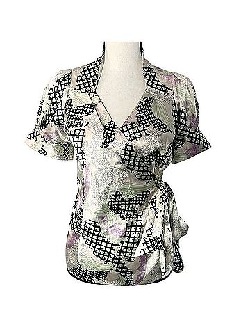 BCBGMAXAZRIA Silk Feel Wrap Top Short Sleeve T-Shirt (view 1)