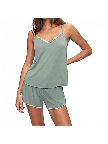 Eberjey Frida Cami Shorts Pajama Set in Eucalyptus / Ivory (view 2)