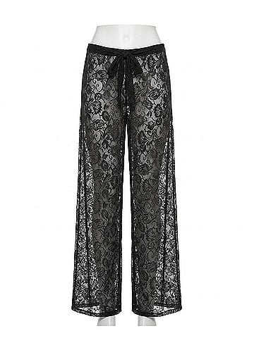 Longitude Sheer Love Lace Pants in Black (view 1)