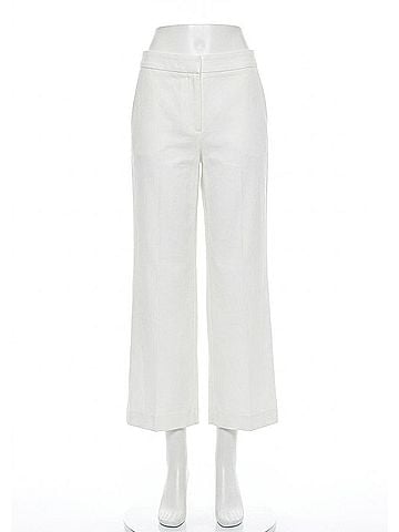 Ecru Franklin Wide Leg Cropped Pant in White (view 1)