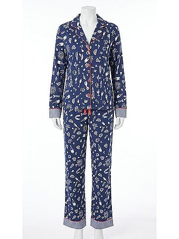 P.J. Salvage Al Fresco Bistro Long Pajama Set in Navy (view 1)