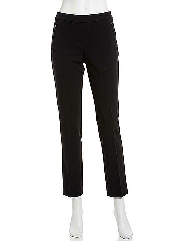 Zac & Rachel Twill Slim Pant With 2 Front Faux Zipper Pockets in Black (view 1)