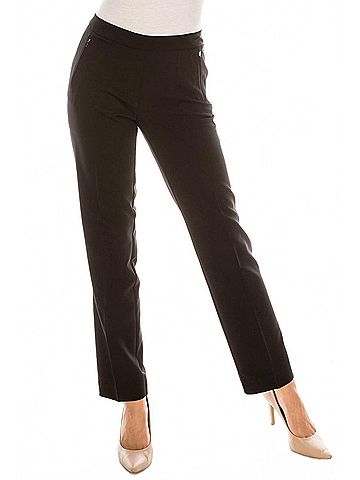 Zac & Rachel Twill Slim Pant With 2 Front Faux Zipper Pockets in Black (view 2)