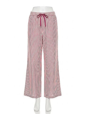 Greylin Hellen Stripe Pull Up Drawstring Pants in Berry (view 1)