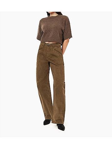 Habitual Gwen Utility Relaxed Bowed Slouch Pants in Dark Moss (view 2)