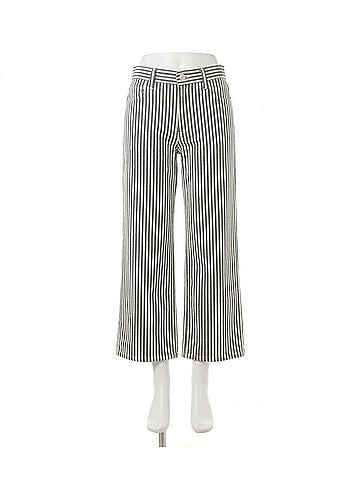 Karen Kane Stripe Cropped Jeans in Cream With Navy (view 1)