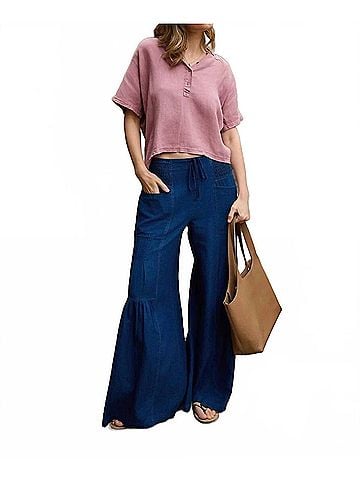 XCVI Zain Twill Tiered Wide Leg Pants in Sluice Wash (view 2)