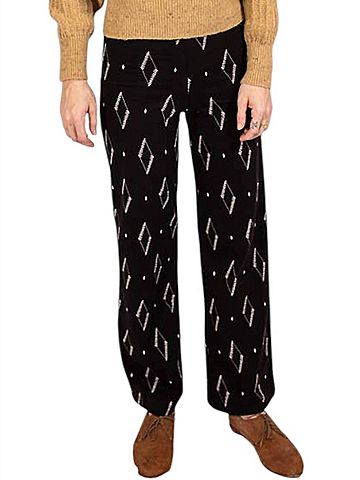 Mata Traders Fold Over Bootcut Pants in Diamond Vine Black (view 2)