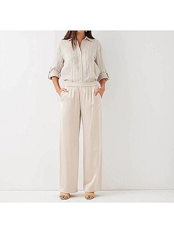 Karen Kane Satin Pull On Pants in Khaki (view 2)