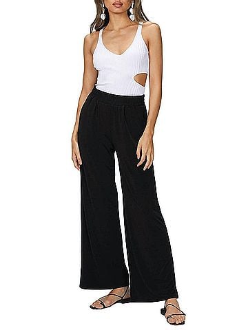Lanston Philosophy Wide Leg Pocket Pant in Black (view 2)