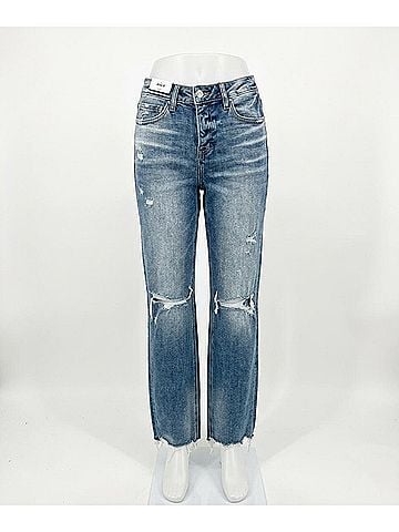 Mica Women Norah High Rise Straight Leg Jeans in Medium Wash (view 2)