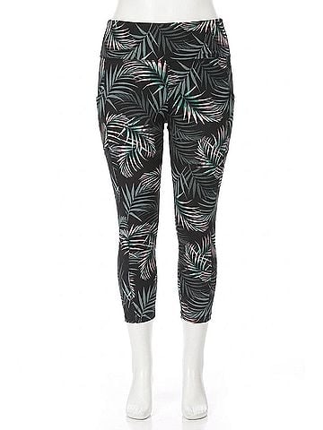 ShoSho Tropical Leaf Workout Capri Pant in Multi (view 1)
